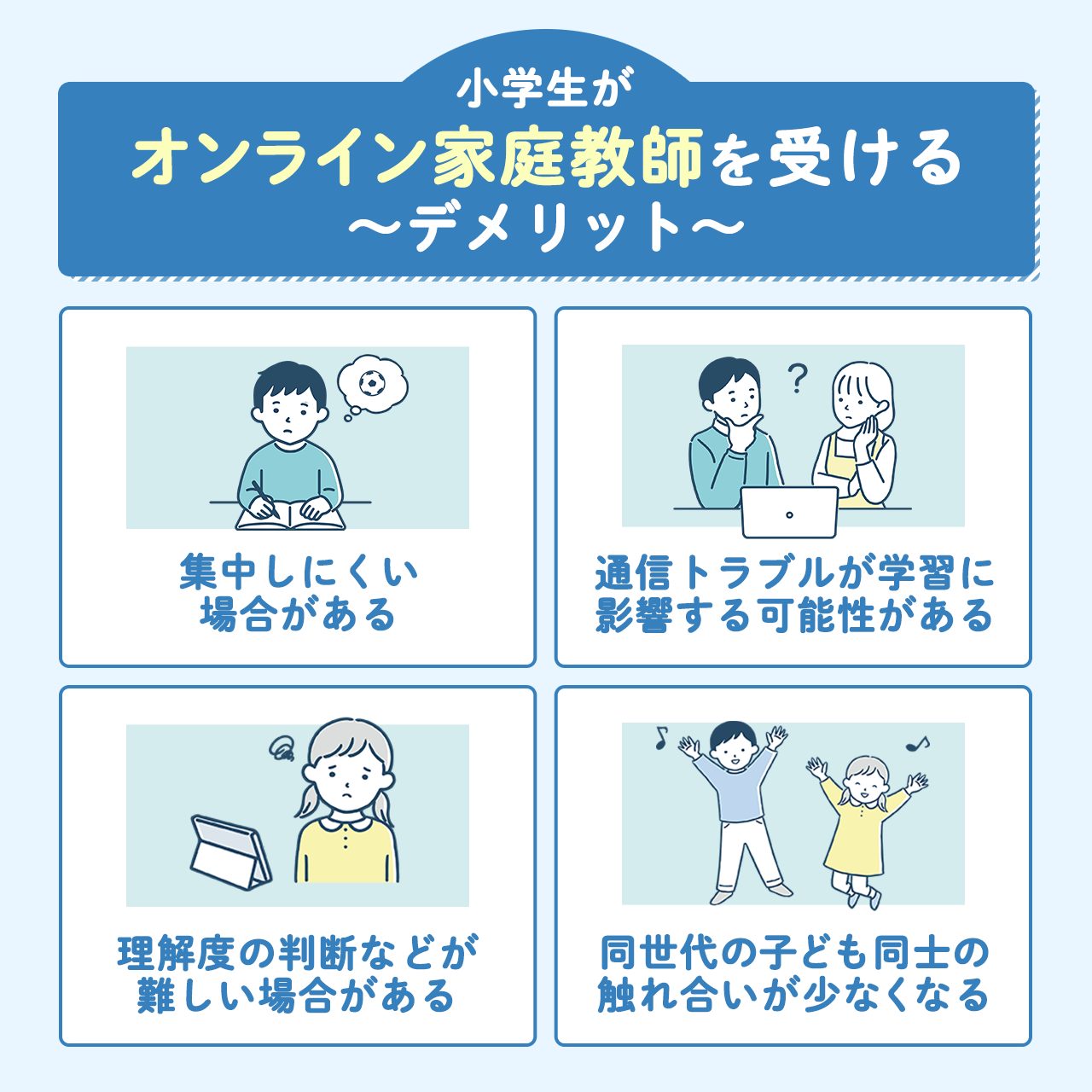 小学生がオンライン家庭教師を受けるデメリット